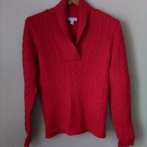 Charter Club V-Neck Cotton Blend Crimson Sweater Size XL